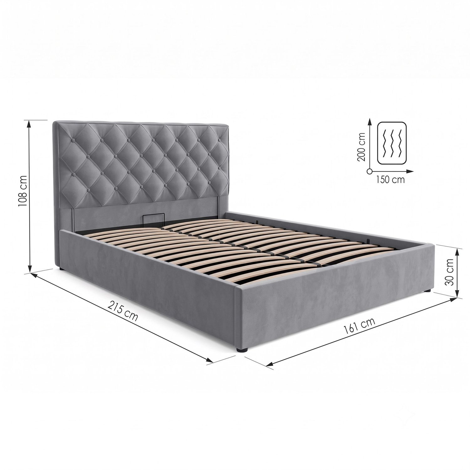 Upholstered Ottoman Bed ETHAN King Size - Grey_4