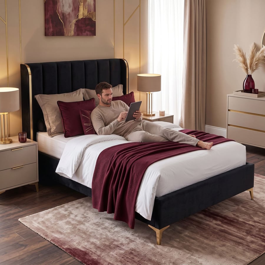 William bed double black - 2