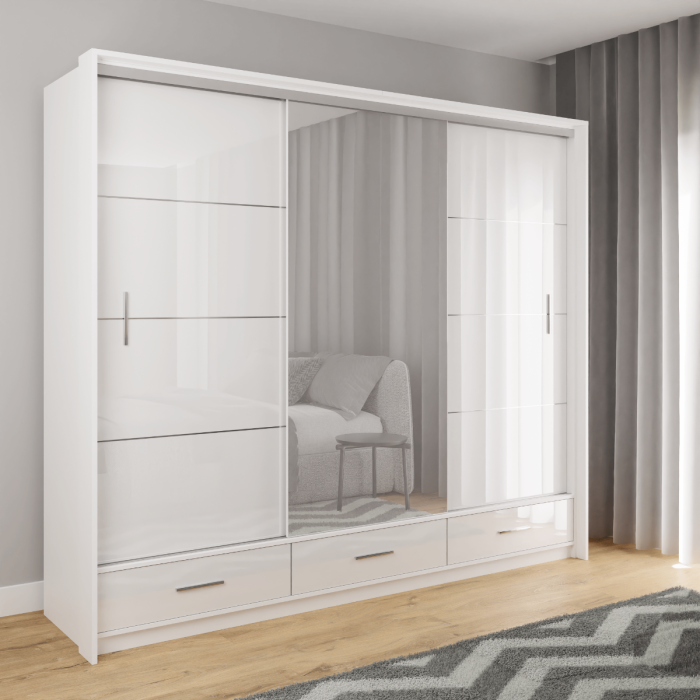 Sliding Wardrobe MARSYLIA 255 White Dako Furniture