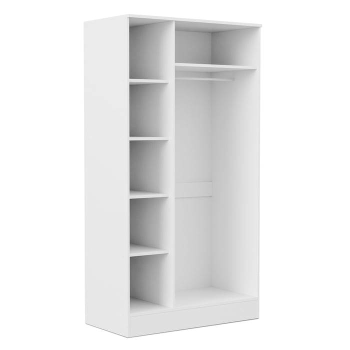 Wardrobe ESSENTIAL 3DR - White open showing the interior