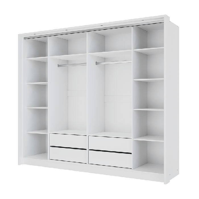 Wardrobe BREMA 256cm White+Mirr - 4