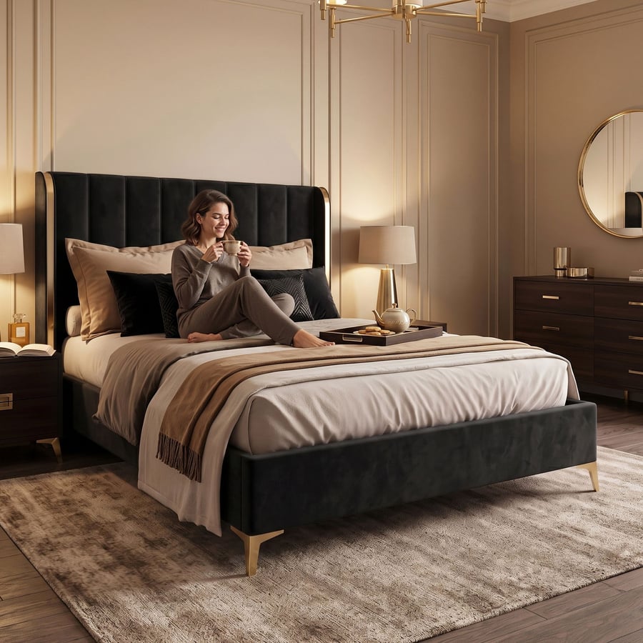 William bed king black - 2