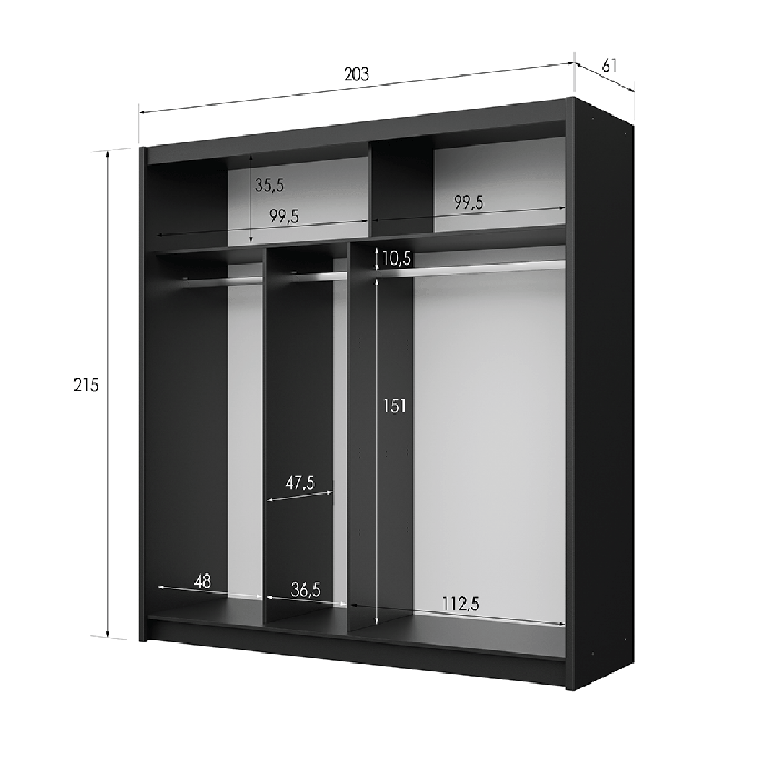 DAKO Sliding Wardrobe Fully Mirrored DAKOTA Clothing Storage - Picture 26 of 40