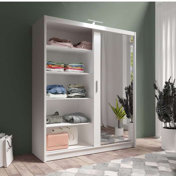 DAKO Sliding Wardrobe Mirror PARIS White Available Now In 4 Sizes Modern Bedroom - Picture 19 of 28