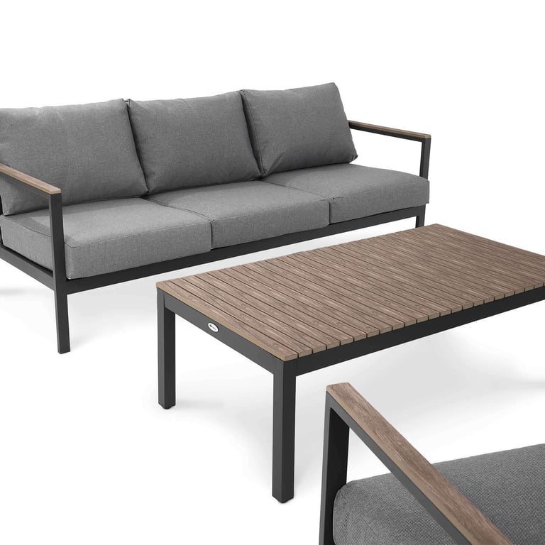 Close up of the table from Garden Furniture Set DINOLI Dark Grey / Grey