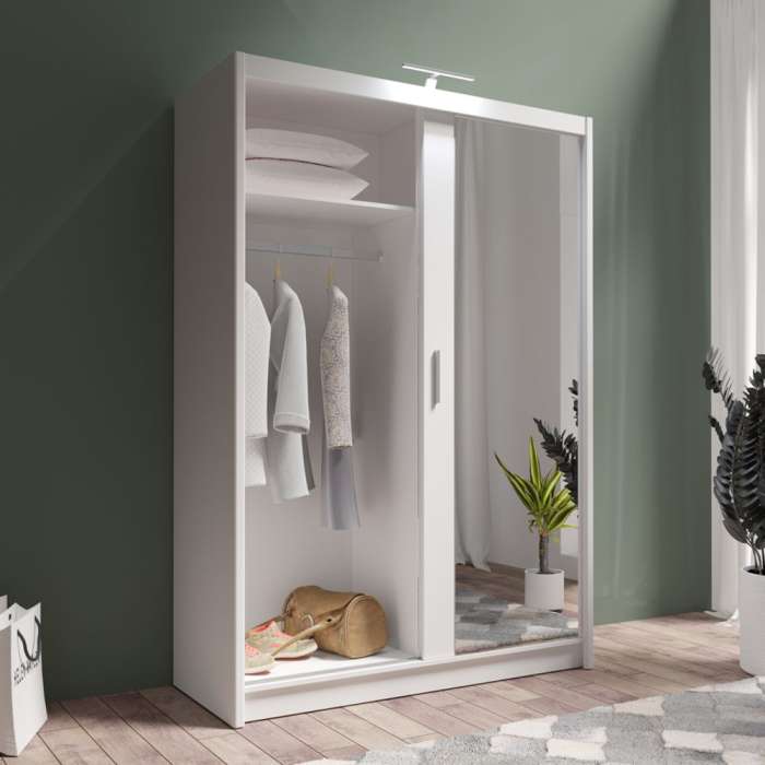 DAKO Sliding Wardrobe Mirror PARIS White Available Now In 4 Sizes Modern Bedroom - Picture 12 of 28