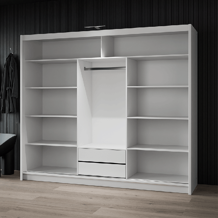 DAKO sliding mirror wardrobe VISTA white 4 sizes perfect bedroom storage - Picture 25 of 39
