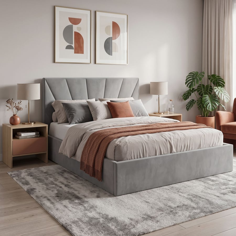 Upholstered Ottoman Bed DYLAN King Size - Grey