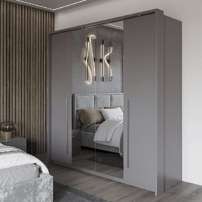 BREMA 210cm Wardrobe Lava+Mirro - 1