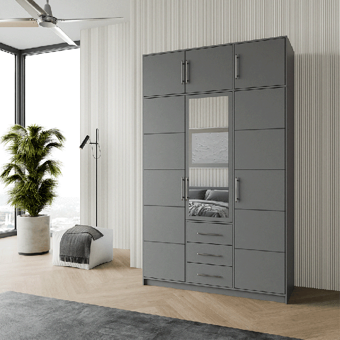 Wardrobe BALI D3 Graphite + Mir - 6
