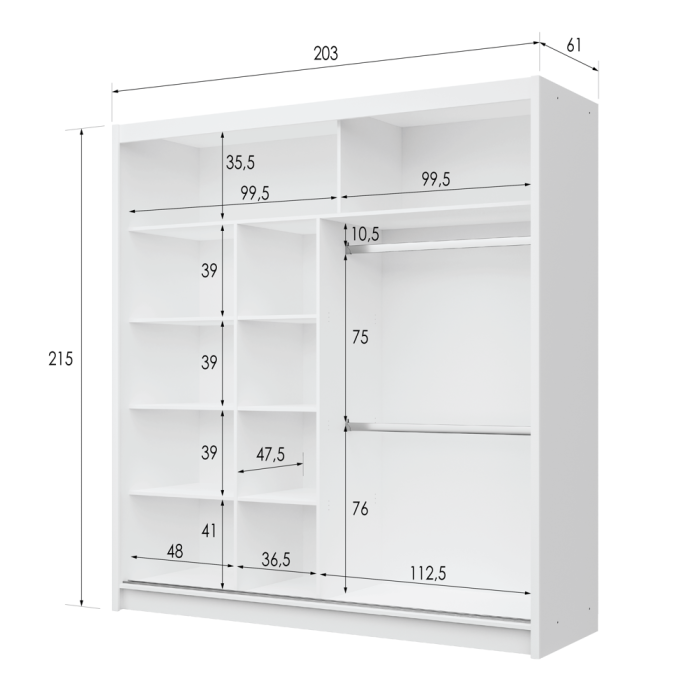 DAKO Sliding Wardrobe Fully Mirrored DAKOTA Clothing Storage - Picture 35 of 40