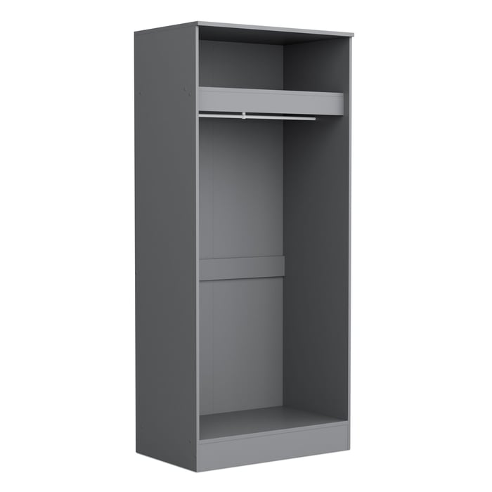 Wardrobe ESSENTIAL 2DR - Grey showing the interior