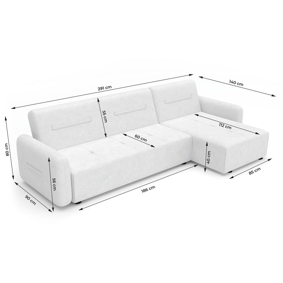 Corner sofa bed BROOKE dimensio - 2
