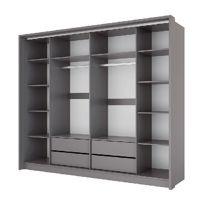 BREMA 256cm Wardrobe Lava+Mirro - 5