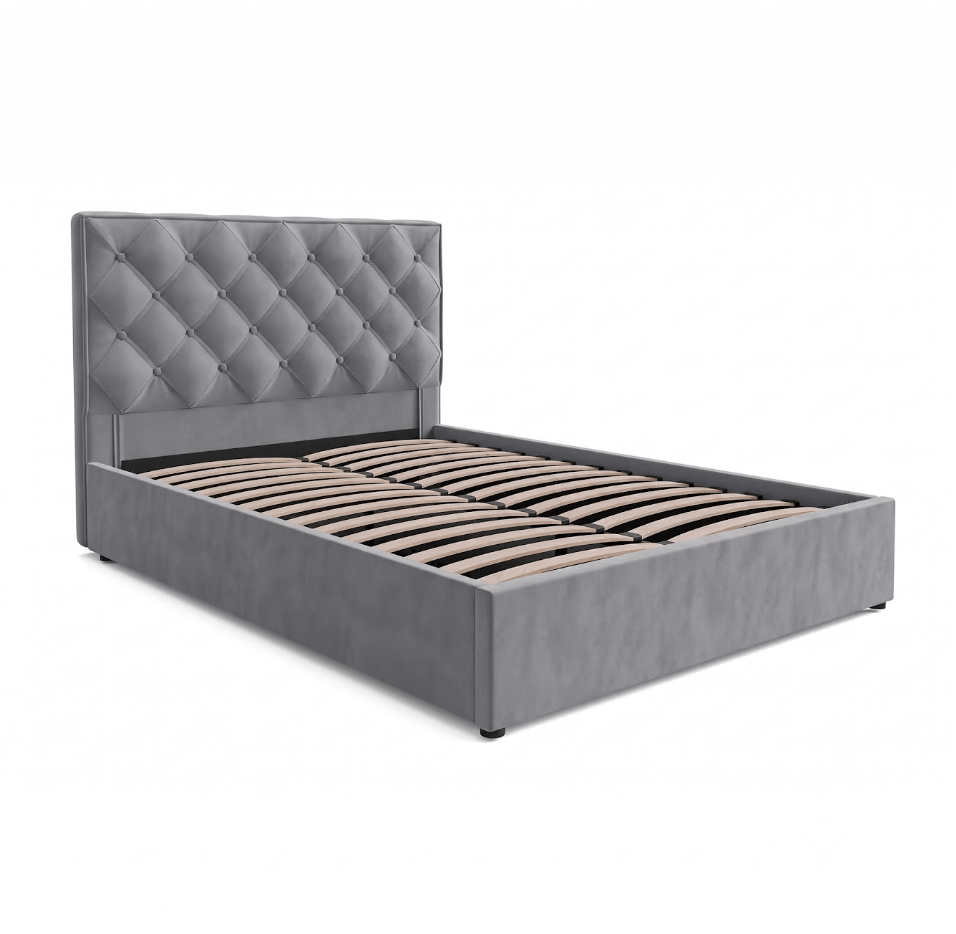 Upholstered Ottoman Bed ETHAN Double Size - Grey_6