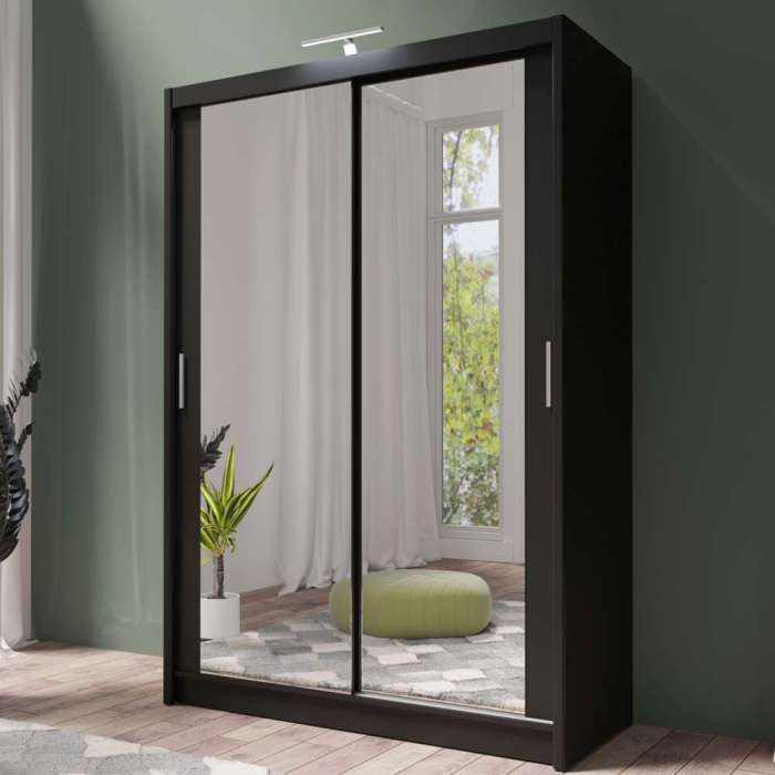 PARIS 150cm Sliding Door Wardrobe Black Dako Furniture