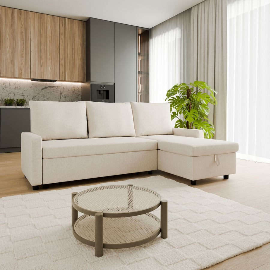 Corner sofa Bed LYNDA cream mai - 3