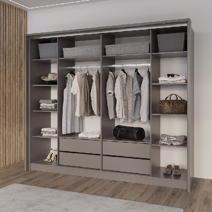 BREMA 256cm Wardrobe Lava+Mirro - 6