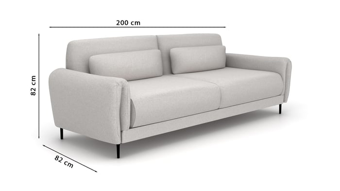 3 Seater Sofa MEGAN - Cream with dimensions