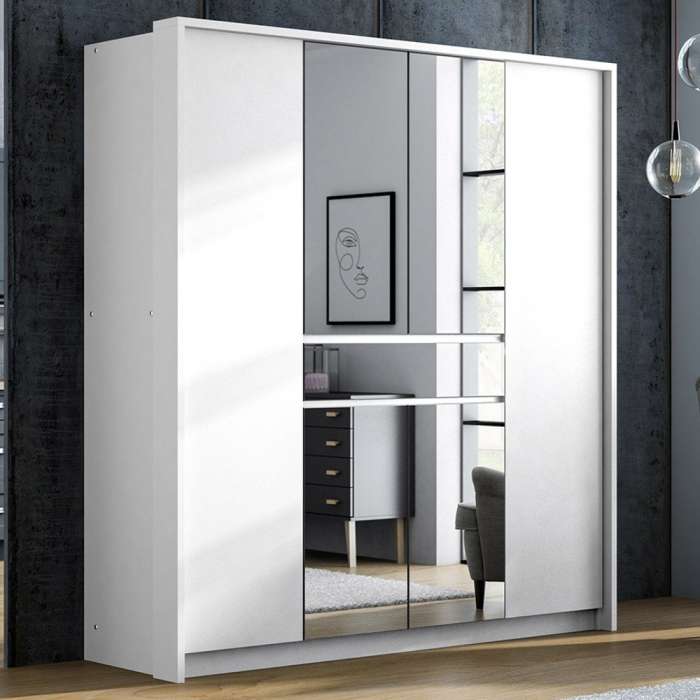 SPLIT 200cm Hinged Door Wardrobe White Dako Furniture