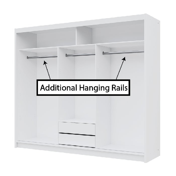 DAKO sliding mirror wardrobe VISTA white 4 sizes perfect bedroom storage - Picture 23 of 39