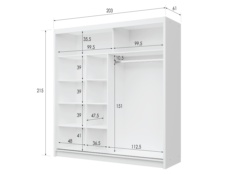 BRANDON 203cm Sliding Door Ward - 8