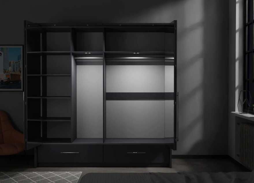 TOLEDO 210cm Wardrobe Graphite - 3