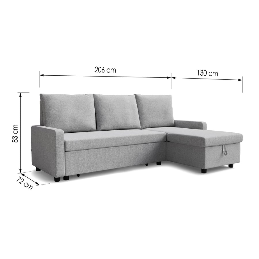 Corner sofa Bed LYNDA grey dime - 5