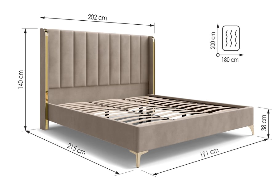Upholstered bed William Beige S - 4