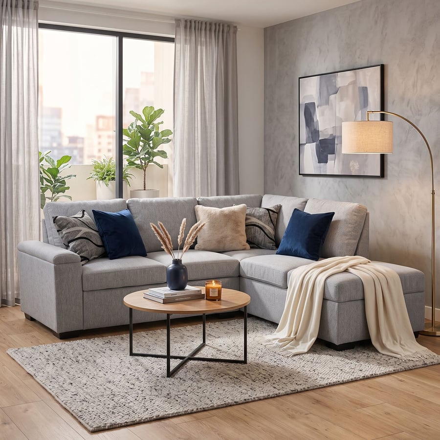 Corner Sofa Bed ABIGAIL - Right - Hand - Grey