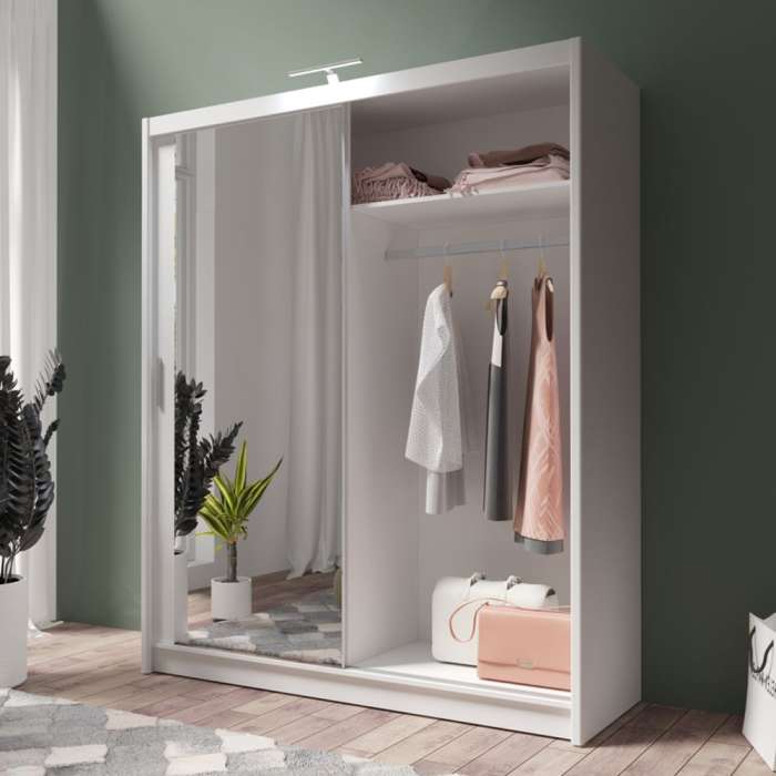DAKO Sliding Wardrobe Mirror PARIS White Available Now In 4 Sizes Modern Bedroom - Picture 18 of 28