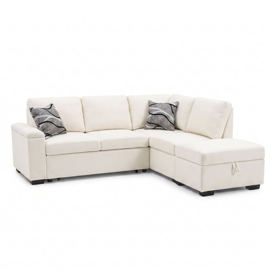 Corner Sofa Bed ABIGAIL - Right - Hand - Cream