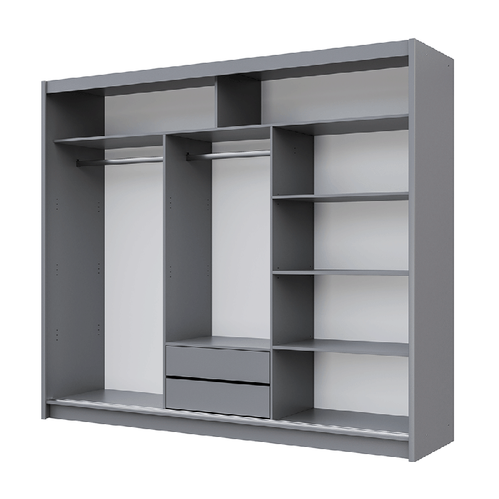 DAKO Mirror Sliding Door Wardrobe PORTO 2 Graphite 2 Sizes - Picture 15 of 27