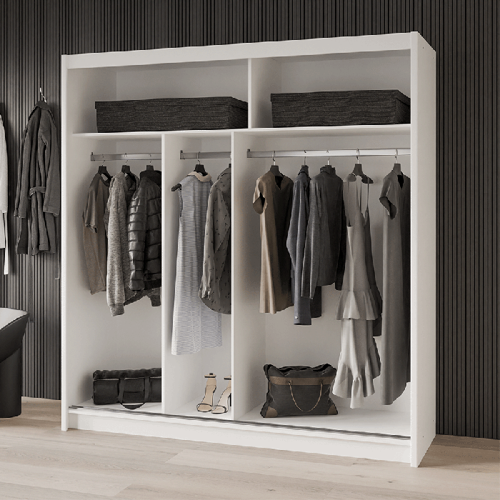 DAKO sliding mirror wardrobe VISTA white 4 sizes perfect bedroom storage - Picture 37 of 39