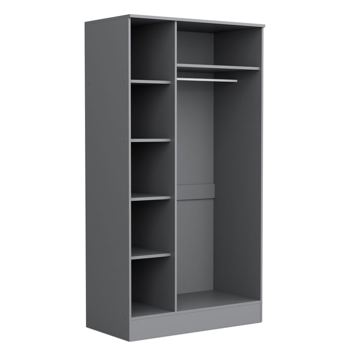 Wardrobe ESSENTIAL 3DR - Grey showing the interior