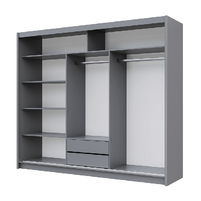 DAKO Mirror Sliding Door Wardrobe PORTO 2 Graphite 2 Sizes - Picture 16 of 27