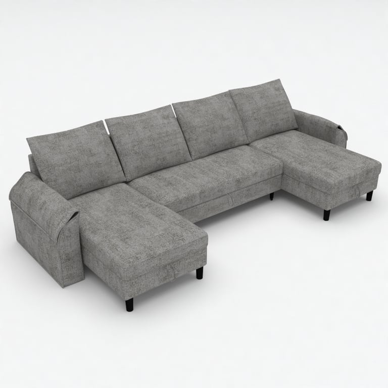 DAKO U-Shaped Corner Sofa Bed AALIJA with 2 Storages and Sleeping Function