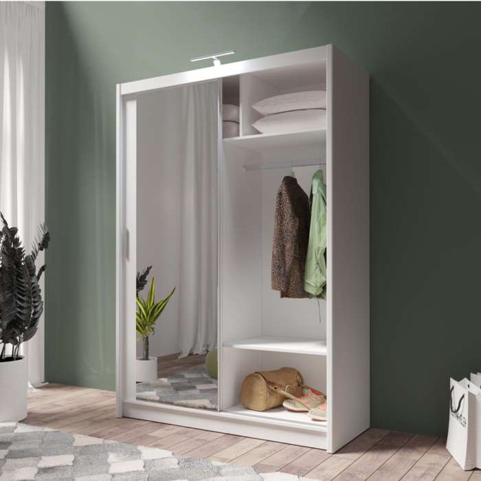 DAKO Sliding Wardrobe Mirror PARIS White Available Now In 4 Sizes Modern Bedroom - Picture 11 of 28