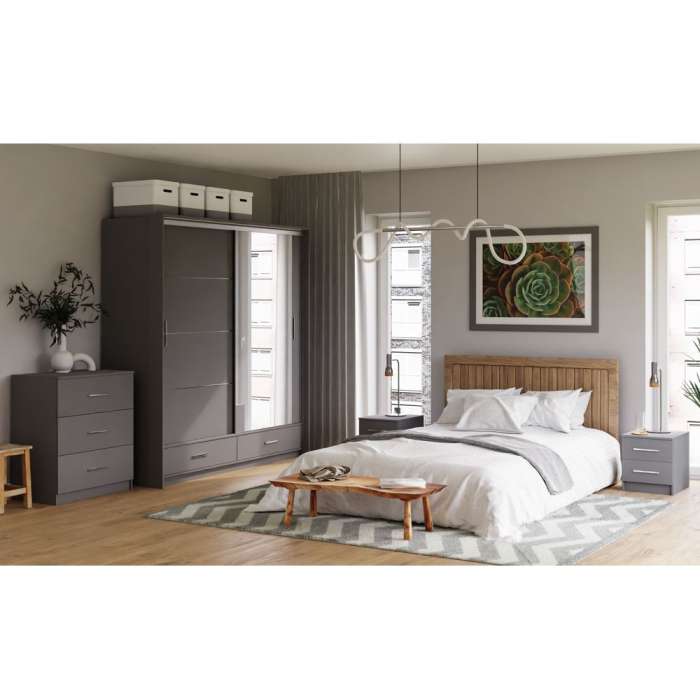 DAKO Sliding Wardrobe With Mirror Drawers MARSYLIA Spacious Storage - Picture 43 of 44