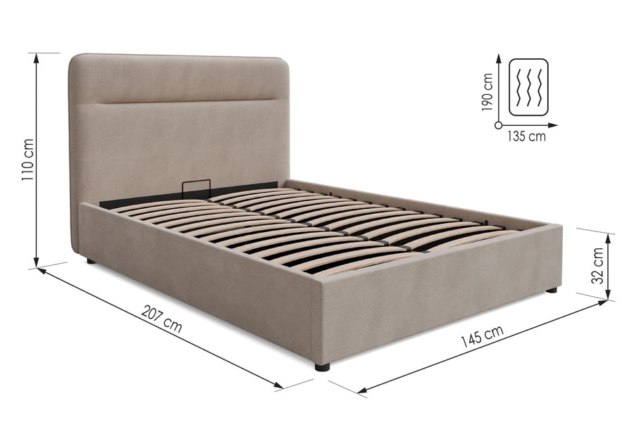 Upoholstered bed EVERETT Grey D - 5