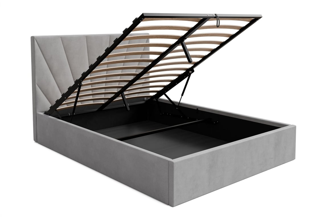The Dylan bed frame presenting storage compartment.