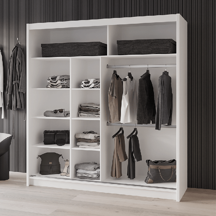DAKO sliding mirror wardrobe VISTA white 4 sizes perfect bedroom storage - Picture 35 of 39