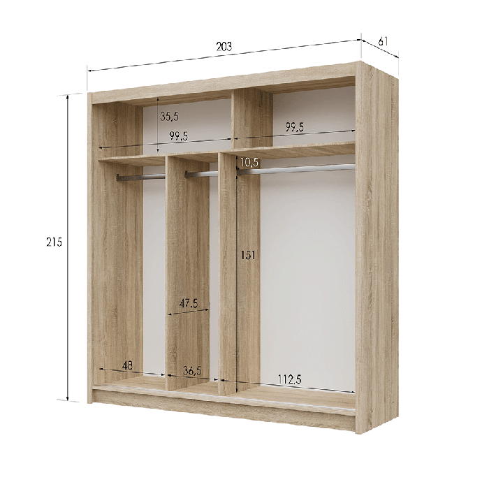 VISTA 203cm Sliding Door Wardro - 10