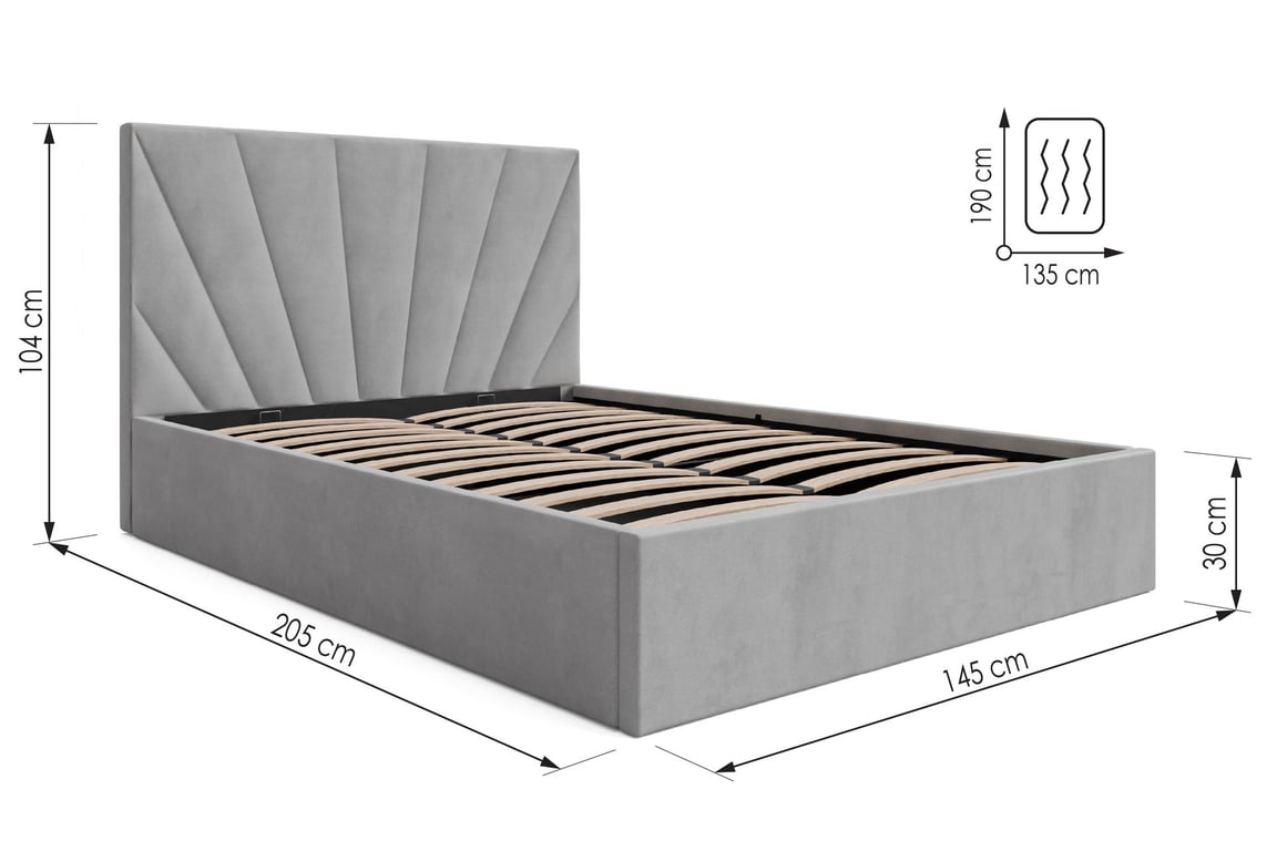The dimensions of Dylan bed frame in double size.