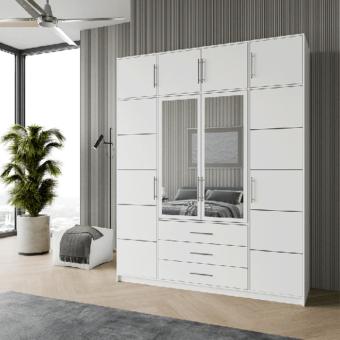 Wardrobe BALI D4 White + Mirror - 9