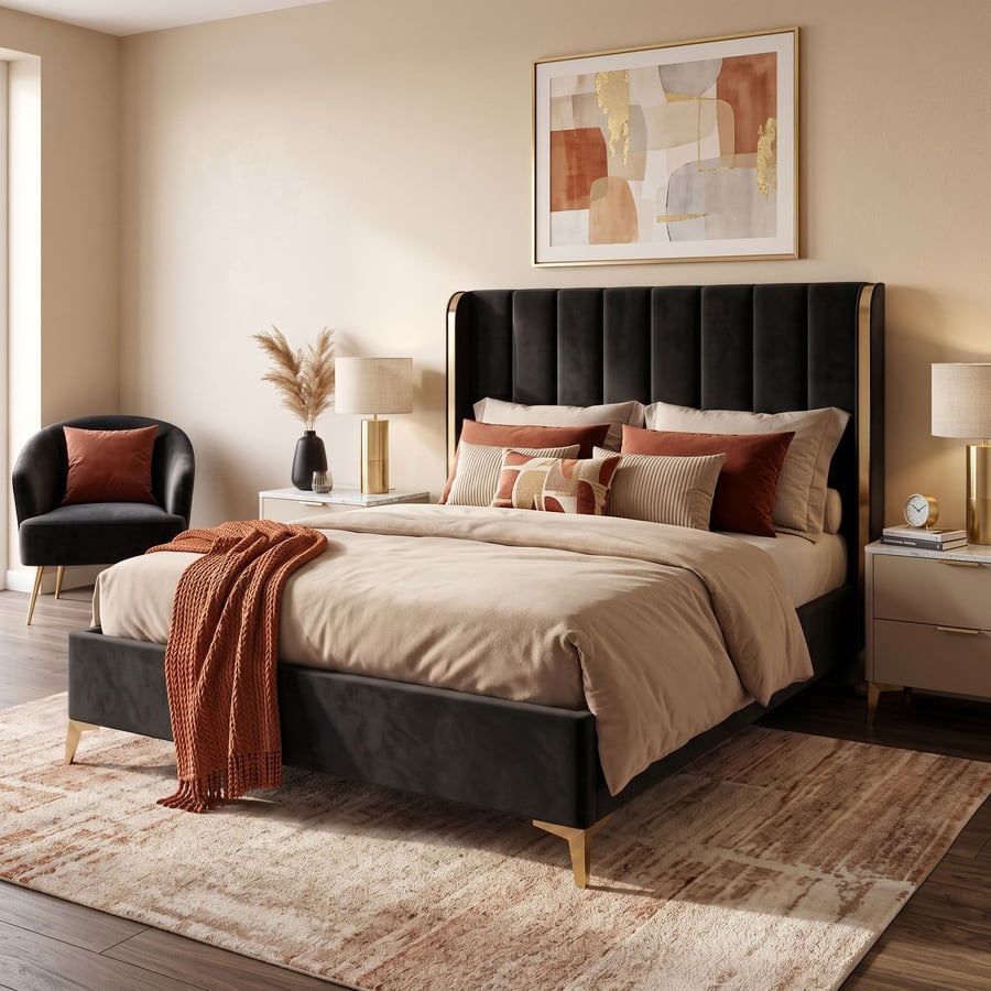 William bed king black - 1
