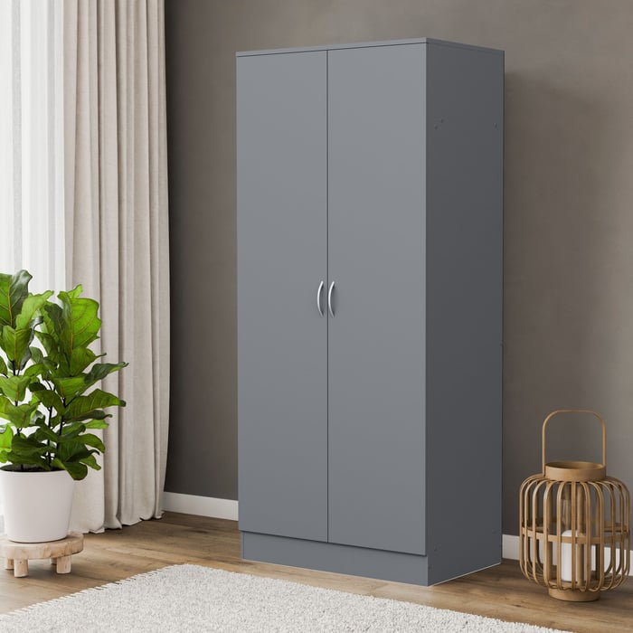 Wardrobe ESSENTIAL 2DR - Grey in a bedroom