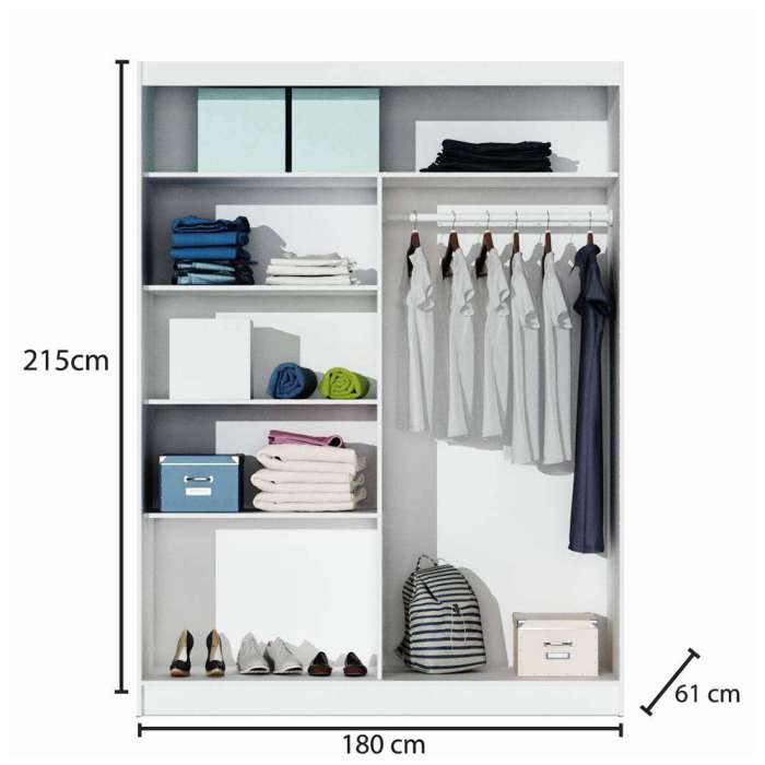 DAKO Sliding Wardrobe Mirror PARIS White Available Now In 4 Sizes Modern Bedroom - Picture 25 of 28
