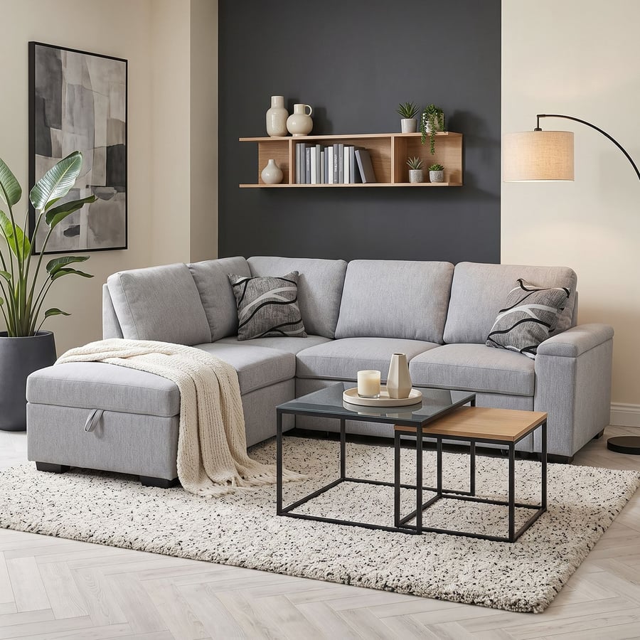 Corner Sofa Bed ABIGAIL - Left - Hand - Grey