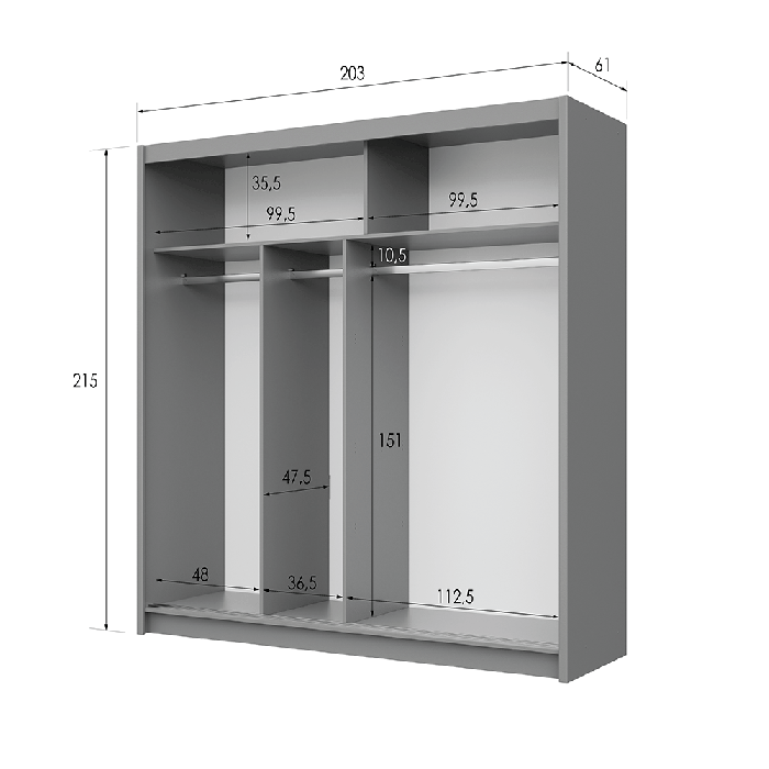 DAKO Sliding Wardrobe Fully Mirrored DAKOTA Clothing Storage - Picture 14 of 40